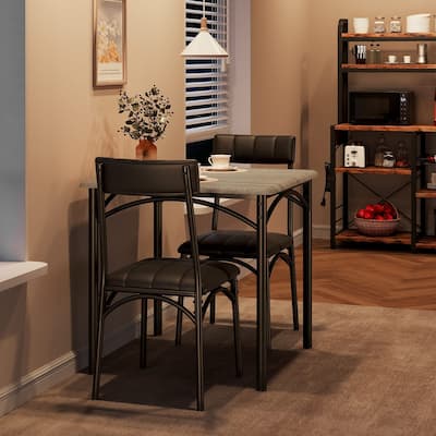 Kitchen Dining Table Set for 2 with Upholstered Chairs