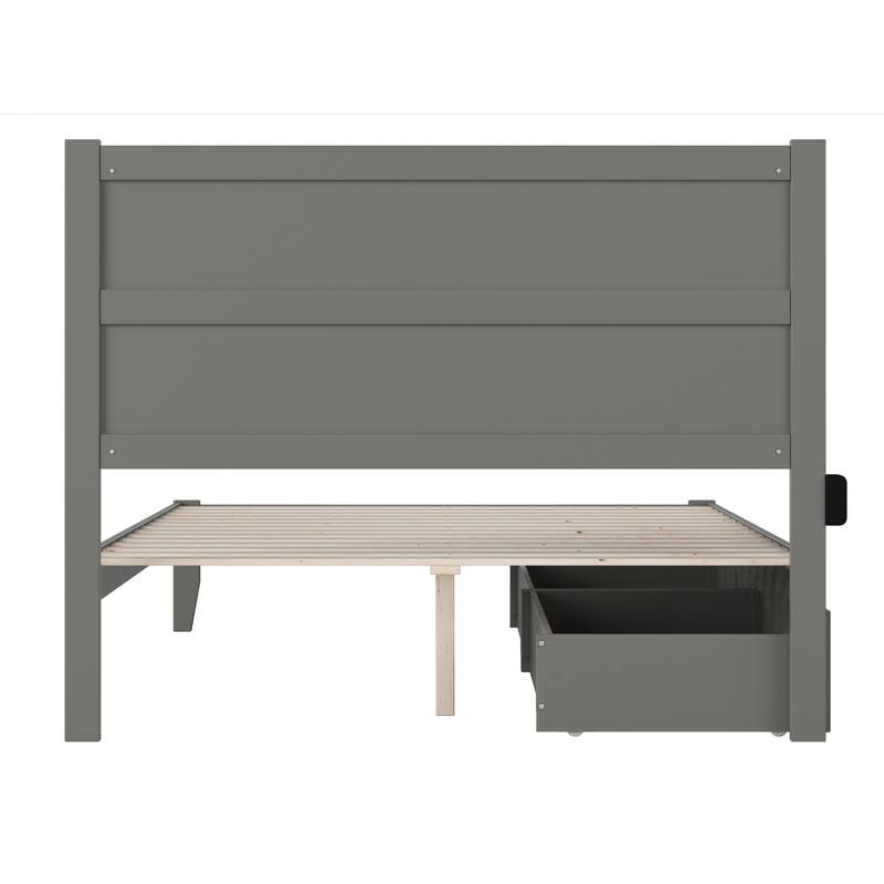 Platform Bed with Drawers Grey - Modern Storage Bed Frame, Wood Bed