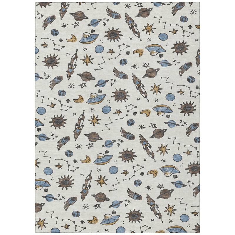Machine Washable Indoor/ Outdoor Spaceship Chantille Rug