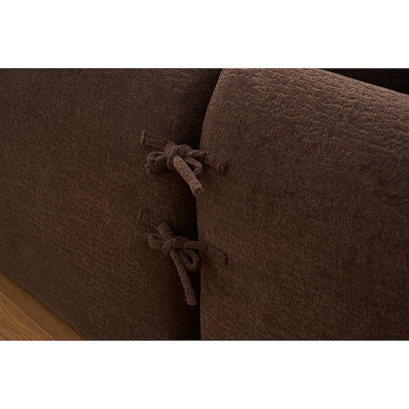 98.4" Chenille L-Shaped 3-Seater Sofa with Chaise Lounge and 4 Pillows