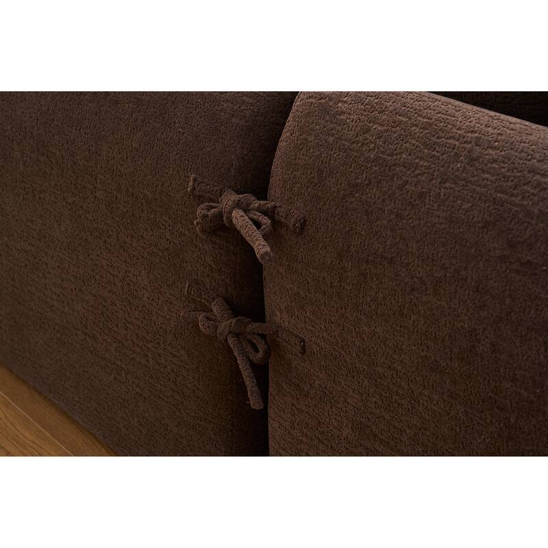 Full Compression Sponge L-Shape Sectional Sofa, Brown Modular Couch, 30D High-Density for Apartment Living Room