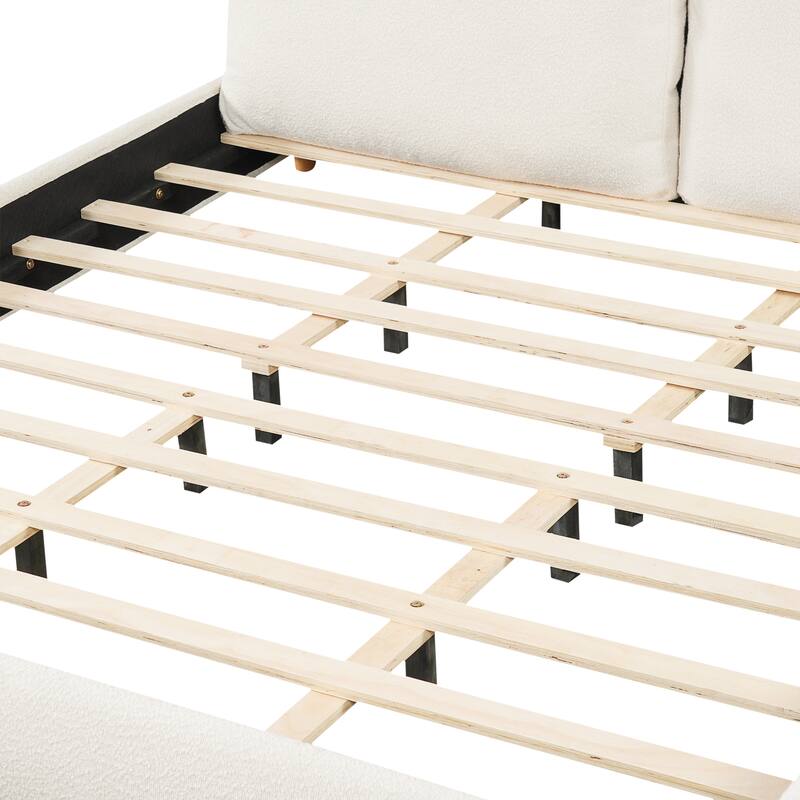 Christopher Knight Home - Charlotte Upholstered Boucle Platform Bed with Removable Pillow Headboard