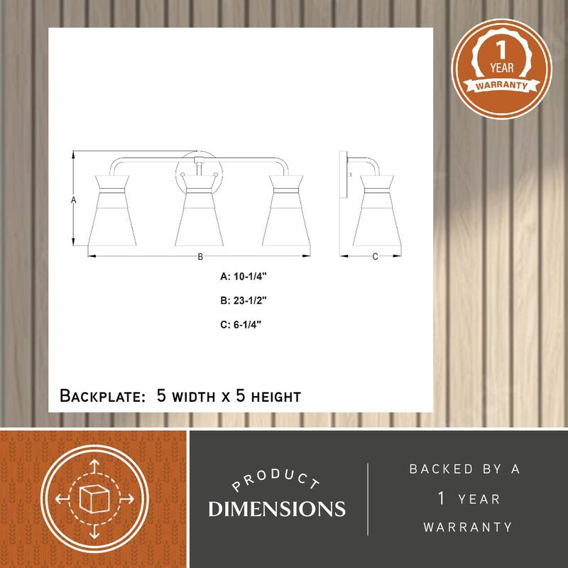 VAXCEL Harper Natural Brass Gold Mid-Century Modern Bathroom Vanity Lighting Fixture, Clear Glass Shade, Wall Sconce