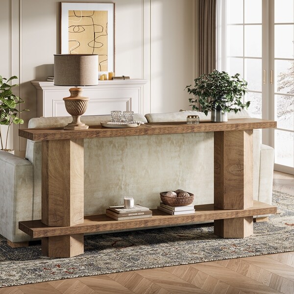 2-Tier Console Table, Farmhouse, Burlywood - On Sale - Bed Bath