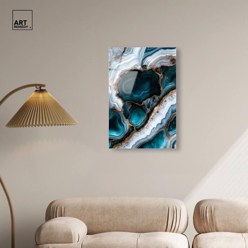 Teal Tectonic I Acrylic by Art Remedy, Ready to Hang