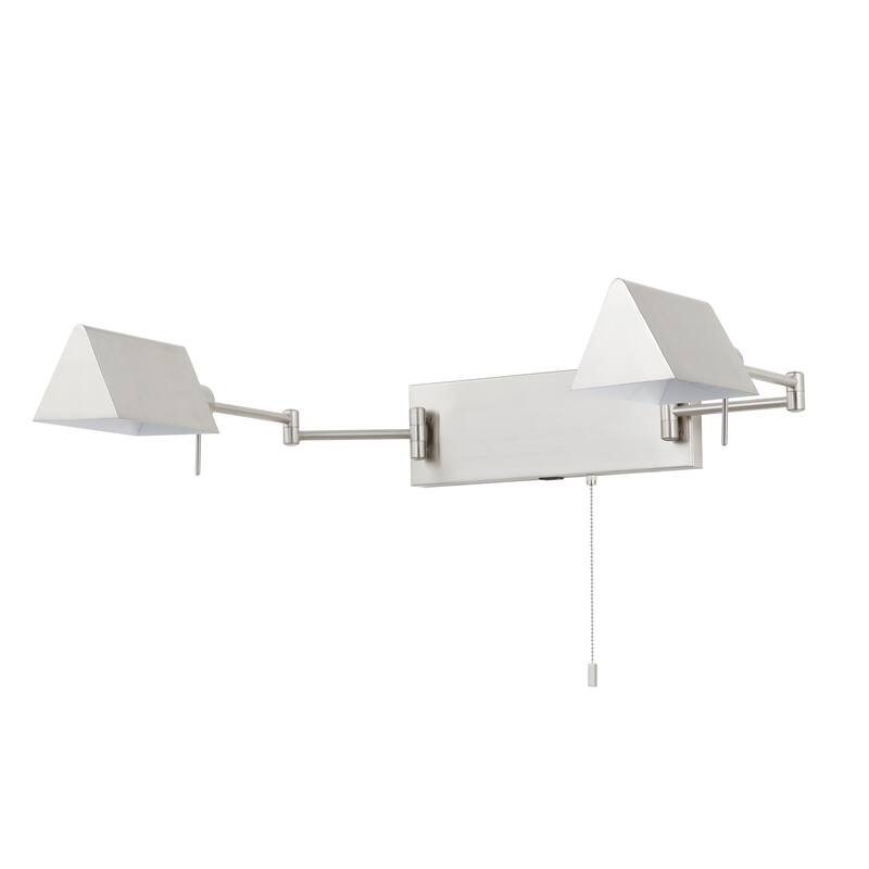 Curtis Farmhouse Swing Arm Plug-In or Hardwired Iron LED Wall Sconce with Pull-Chain with USB Charging Port, by JONATHAN Y