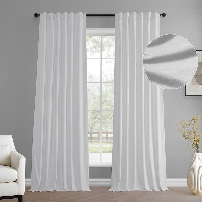 Exclusive Fabrics Simply Velvet Room Darkening Curtains 2 Panels Set - Velvet Window Curtains for Living Room & Bedroom - 50 X 120 - White