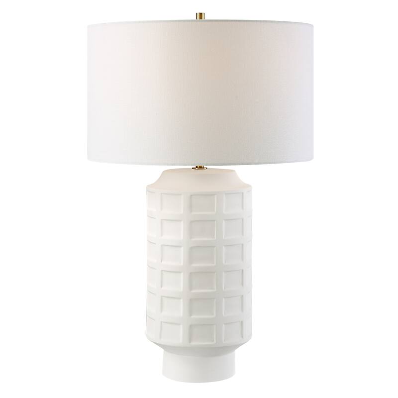 Uttermost Window Pane White Table Lamp - 28"H,   Shade 10"H x 17"Dia.