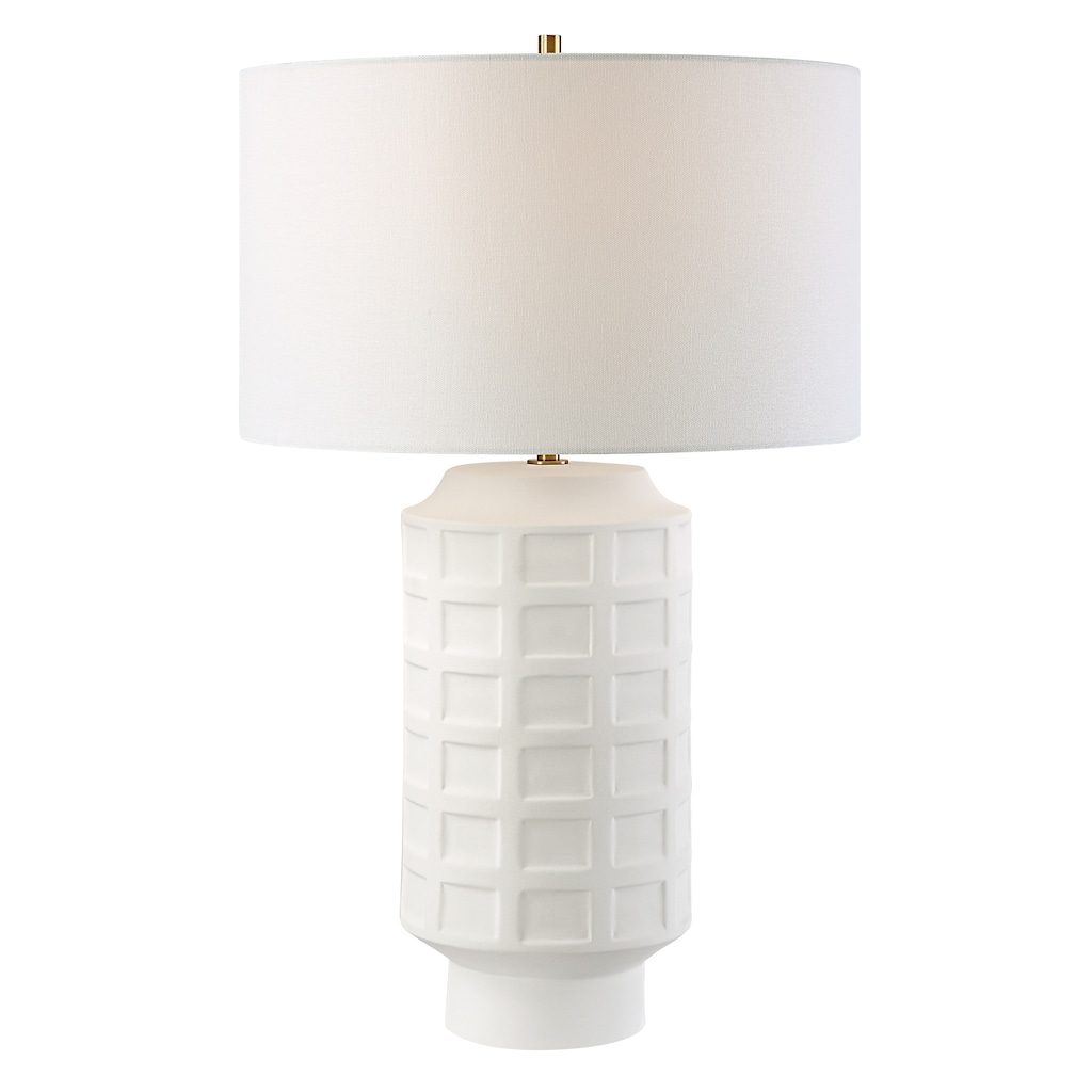 Uttermost Window Pane White Table Lamp - 28"H,   Shade 10"H x 17"Dia.