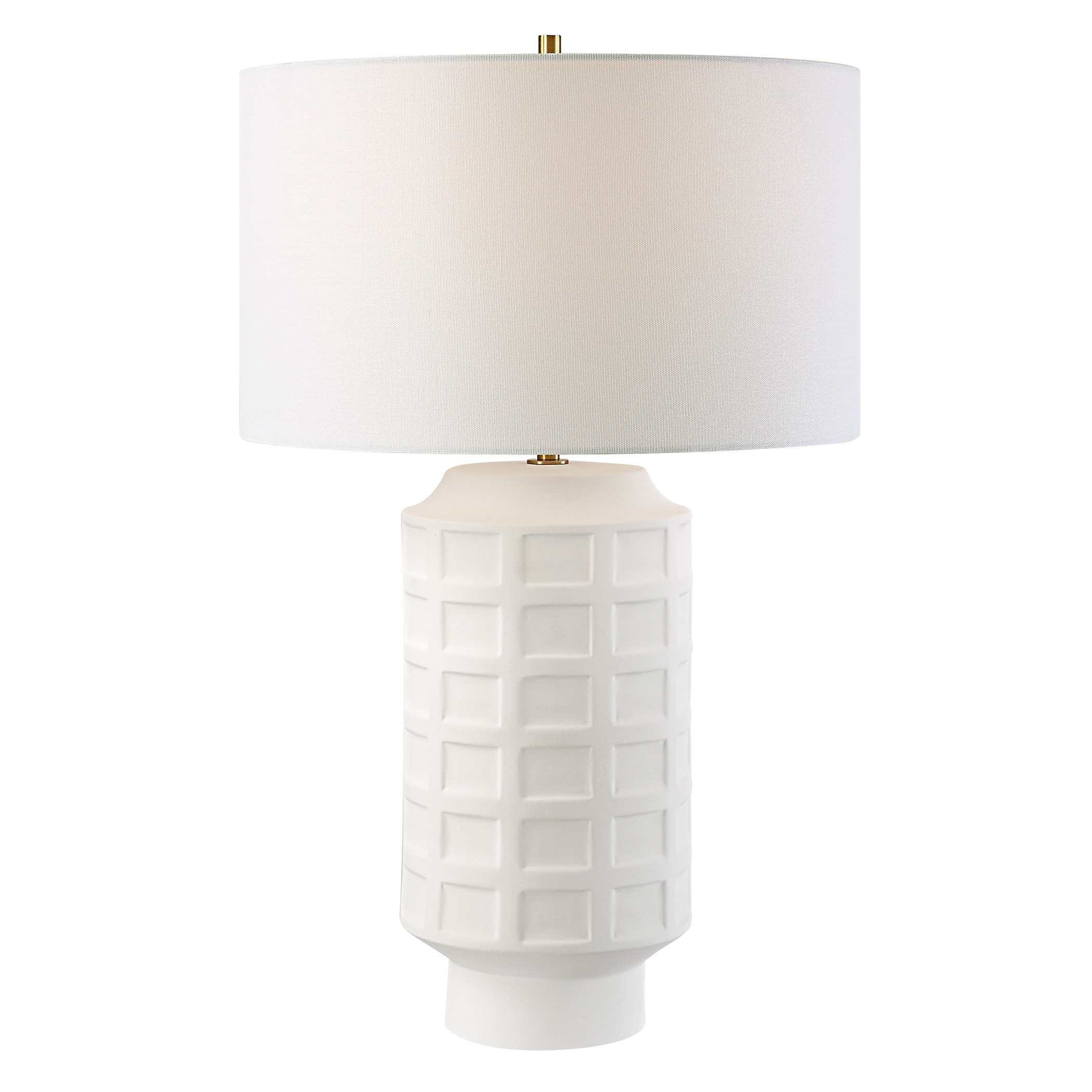 Uttermost Window Pane White Table Lamp - 28"H,   Shade 10"H x 17"Dia.
