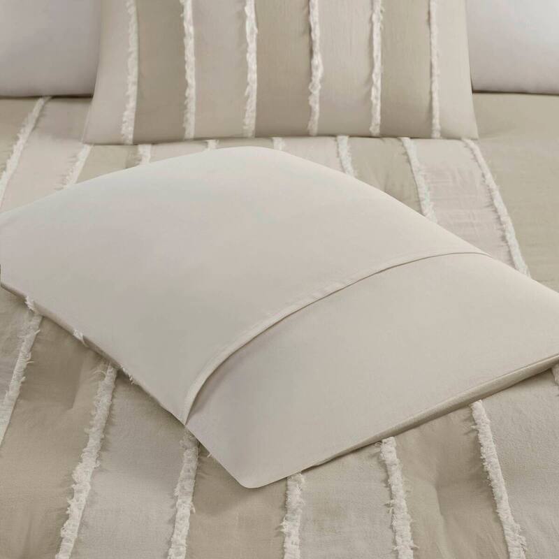 GDF Studio - Marceline Striped Cotton 3-Piece Comforter Set with Clip Jacquard Trim
