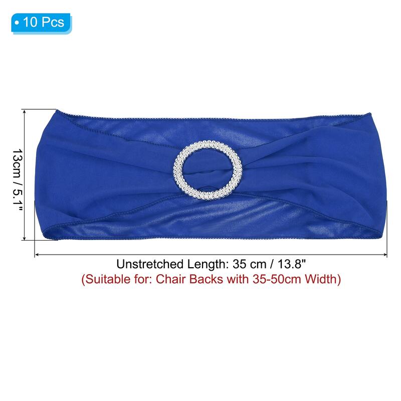 14"x5" Stretch Chair Sashes Bows Chair Bands Sash with Buckle - Blue - 10 Pcs