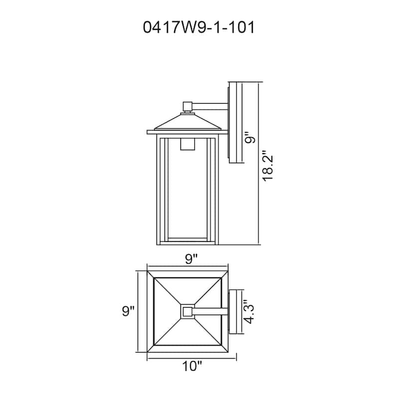 Crawford 1 Light 9in Black Outdoor Wall Light