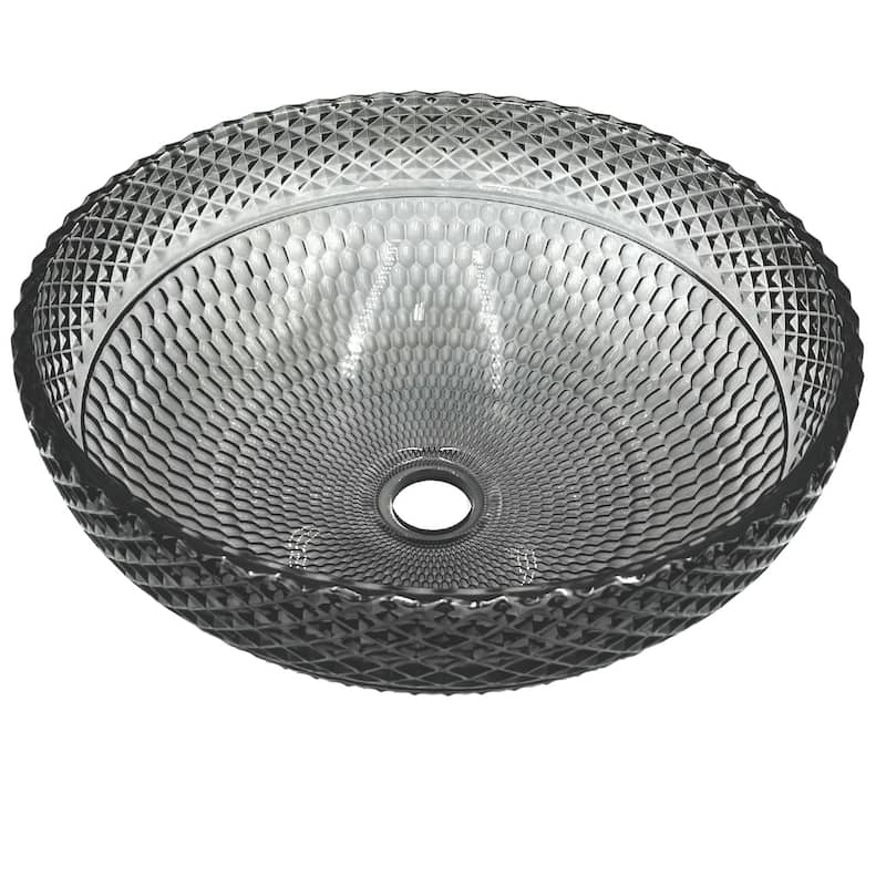Jewel 16" Round Decorative Crystal Vessel Sinks With White Base