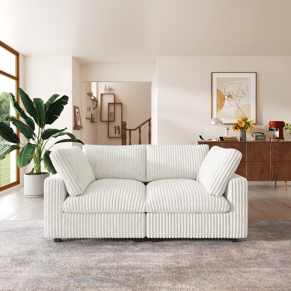 78'' Plush Fabric Loveseat Sofa Lounger Sleep Couch