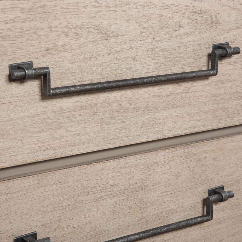 Roundhill Furniture Arbela Wood 3-Drawer Combo Dresser with Mirror, Weathered Oak Finish