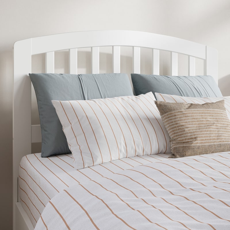 Twin Size Solid Wood Slatted Headboard with Clean Lines, White Finish for Kids or Guest Bedroom Beds