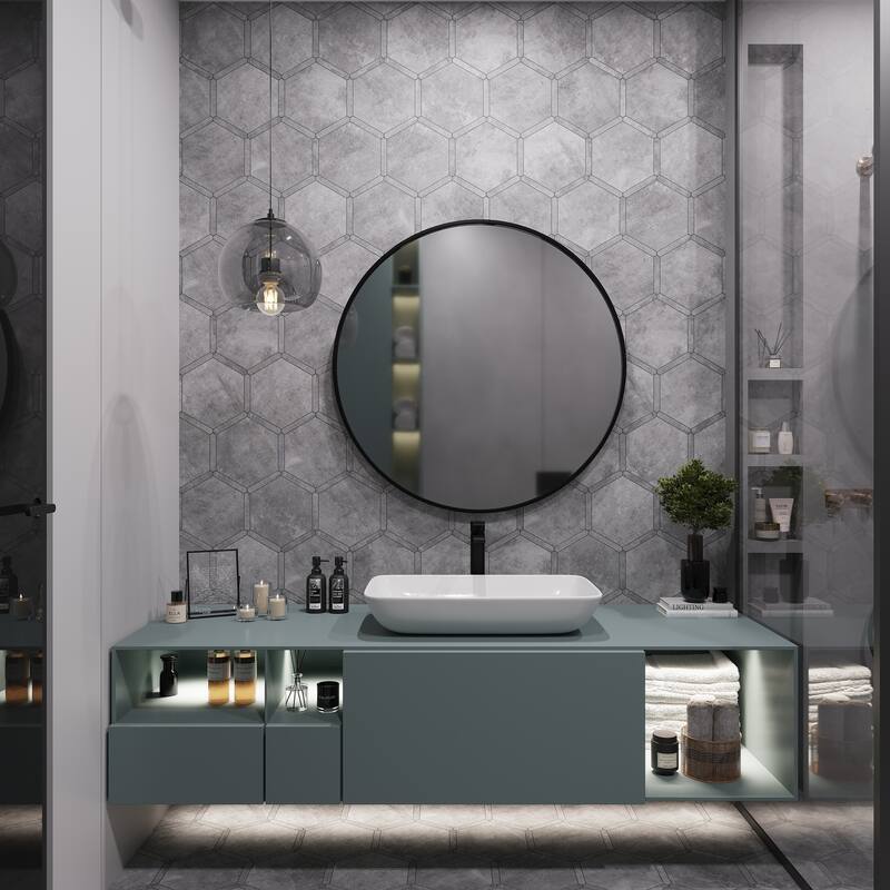 Apollo tile 9" x 10" Aureole Matte Coin Gray Porcelain Tile (8.07 sq ft/case) - 18 Pack