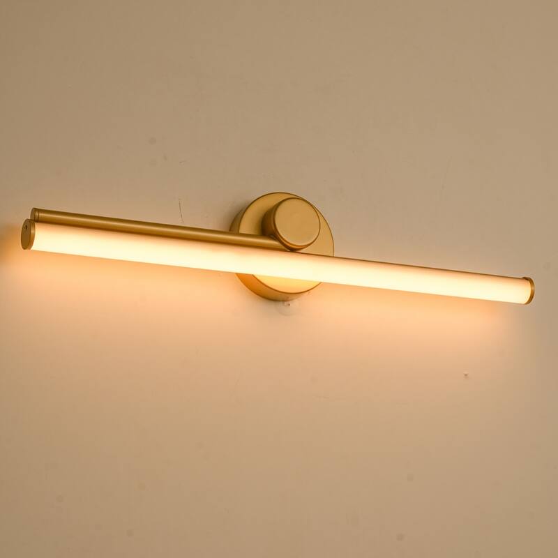 1-Light 23.8" W Modern Black/Gold Linear Metal Dimmbale Integrated LED Bathroom Vanity Mirror Light/Picture Light