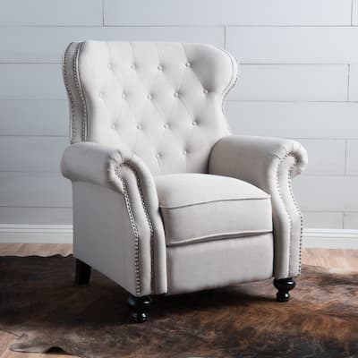 Contemporary Tufted Push Rack Recliner with Nailhead Decoration for Primary Living Space