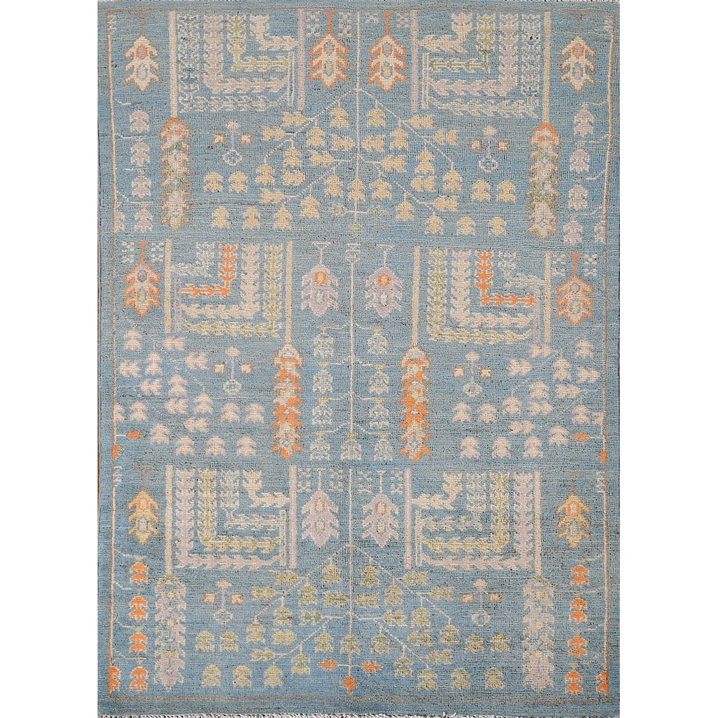 Light Blue Kazak Accent Rug Hand-Knotted Wool Carpet - 3'1" x 4'4"