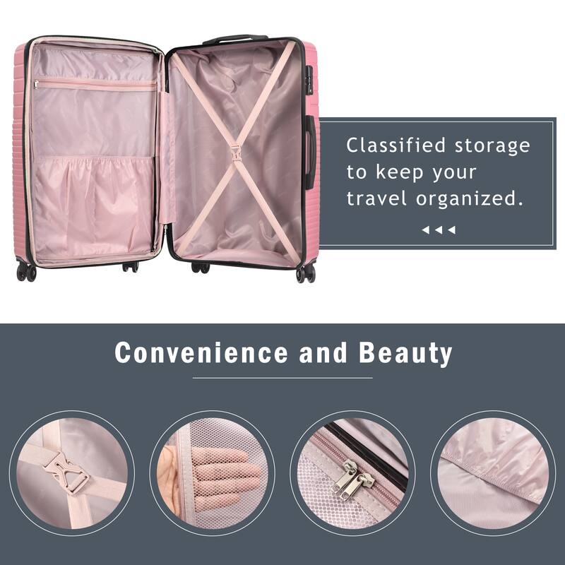 3 Piece Hardshell Luggage Spinner 8 Wheels Suitcase Sets (20"24"28")