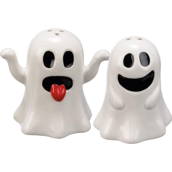 Spooky Cute Ghosts Fun Halloween Salt and Pepper Shakers - White,Black ...