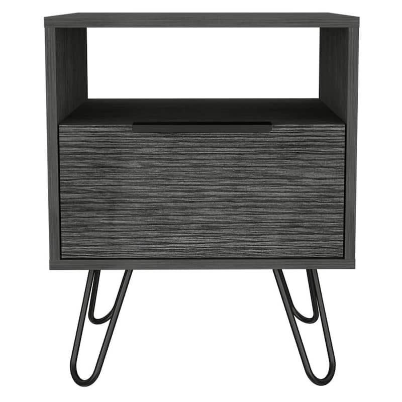 Nightstand With Single Drawer And Hairpin Legs