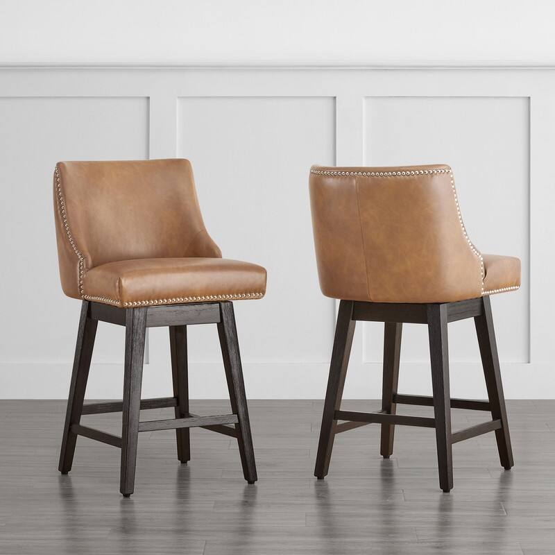Spruce & Spring Oliver Counter Height Swivel Barstool Set - Set of 2 - Cognac - Counter Height