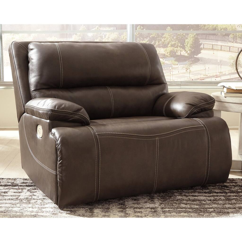 Ricmen Contemporary Wide Seat Power Recliner Walnut