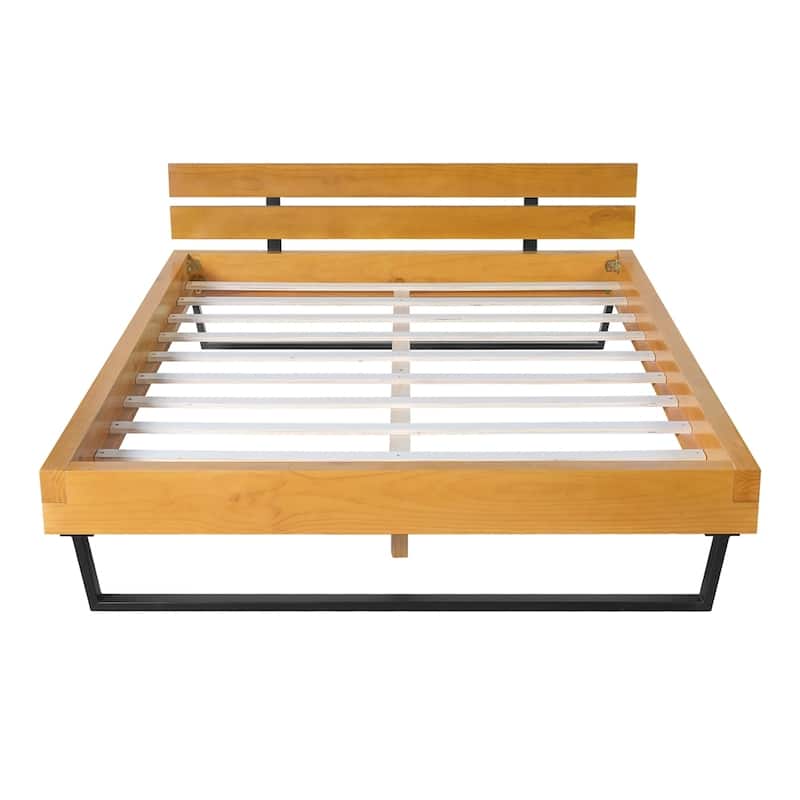 Pine Wood Platform Bed for Bedroom