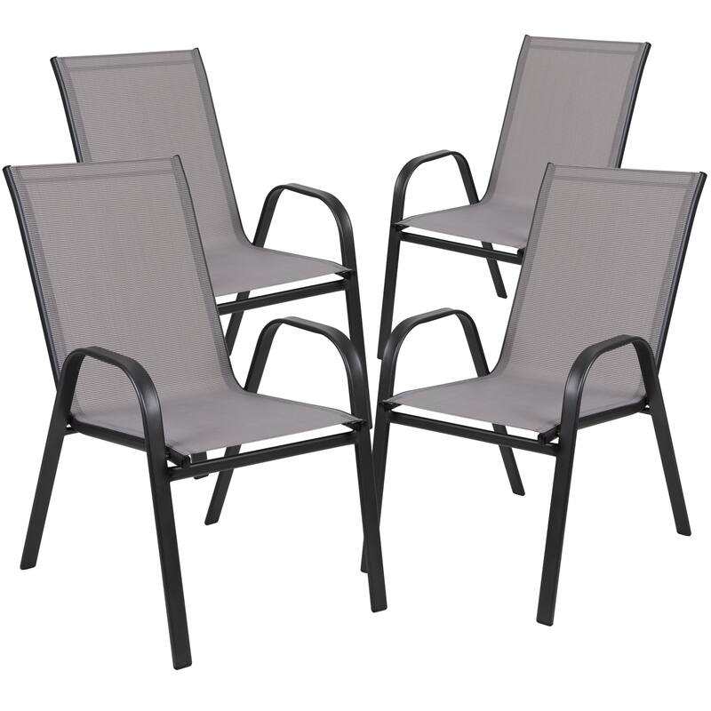 7-Piece Rippled Glass Outdoor Patio Table and Stacking Chairs Set