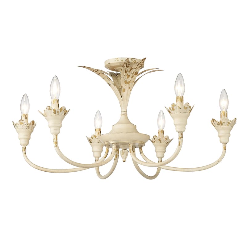 Golden Lighting 0846-6SF Lillianne 6 Light 29" Wide Semi-Flush Ceiling - Antique Ivory
