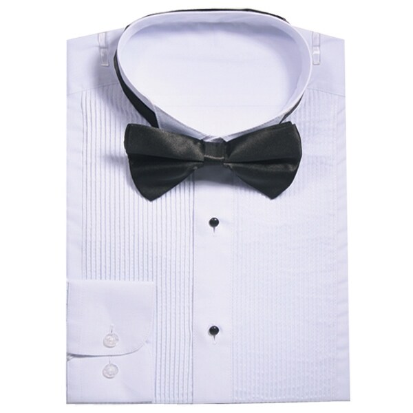 Shop Men's Slim Fit Tuxedo Dress Shirt with Black Bow Tie ...