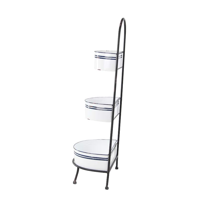 Metal Shelving Unit - White - Roche River Decor - 10"W x 15"L x 39"H