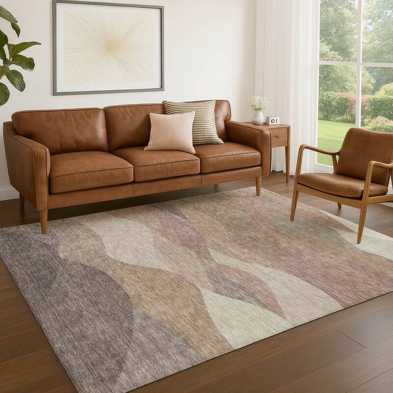 Machine Washable Indoor/ Outdoor Modern Horizon Chantille Rug
