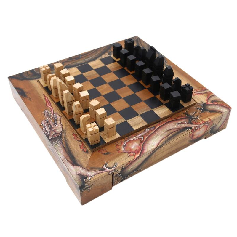 Novica Handmade Basuki Hand Painted Wood Chess Set