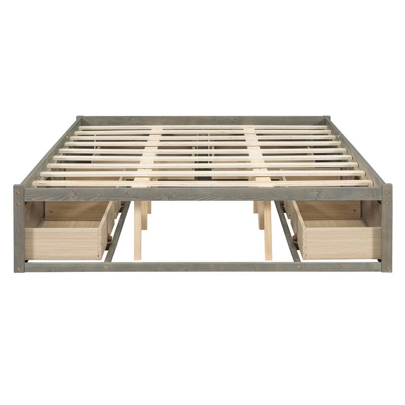 Queen Size MDF Platform Bed with 6 Storage Drawers and 400lb Weight Capacity