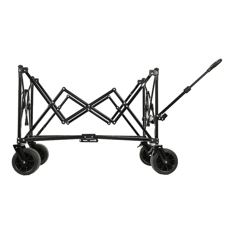 480 lb Folding Wagon Cart with Bonus Picnic Mat & All-Terrain Wheels
