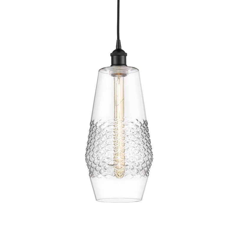Innovations Lighting 616-1P-17-7 Windham Pendant Windham 7" Wide Mini - Matte Black / Clear