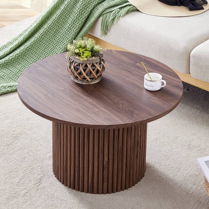 Minimalist Coffee Table Center Table with Storage Cabinet, Walnut Side Table Cocktail Table Sofa Table