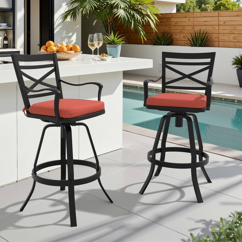 Outdoor Indoor Patio Bar Stools Aluminum Swivel Bar Chair with Sunbrella Cushion