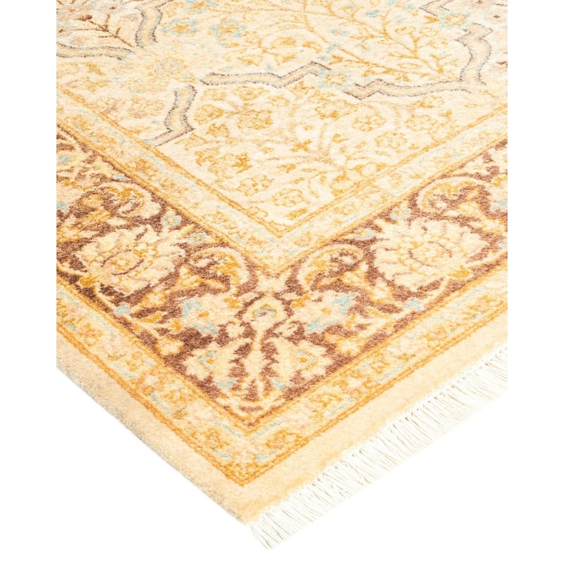 Overton Hand Knotted Wool Vintage Inspired Traditional Mogul Ivory Area Rug - 3' 3" x 4' 9"