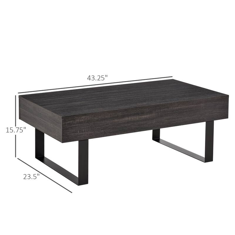 HOMCOM Industrial Coffee Table with Drawer, Functional Table w/ Metal Legs, for Living Room Office