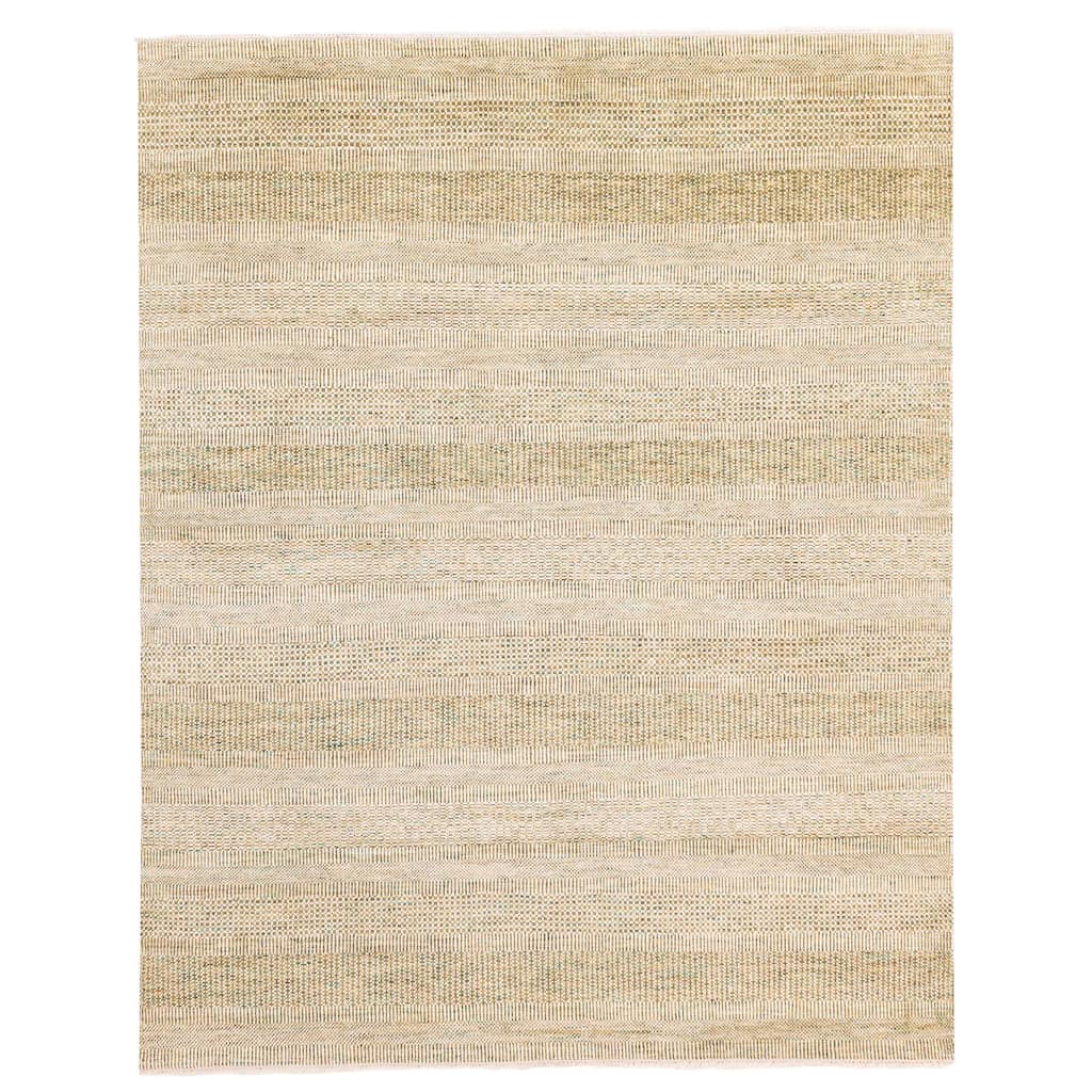 ECARPETGALLERY Hand-knotted Silk Shadow Olive Silk, Wool Rug - 7'10 x 9'10