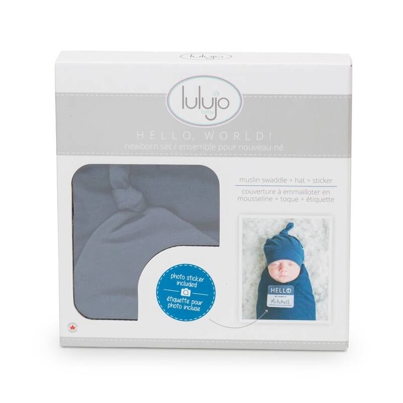 lulujo Hello World Hat & Swaddle Set