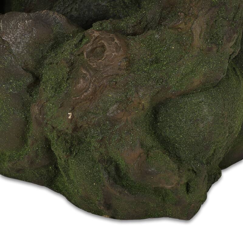 Roomfitters 24-Inch Hand-Crafted Wildlife Tiered Water Fountain with LED Lights, Weather-Resistant Faux Stone, Black