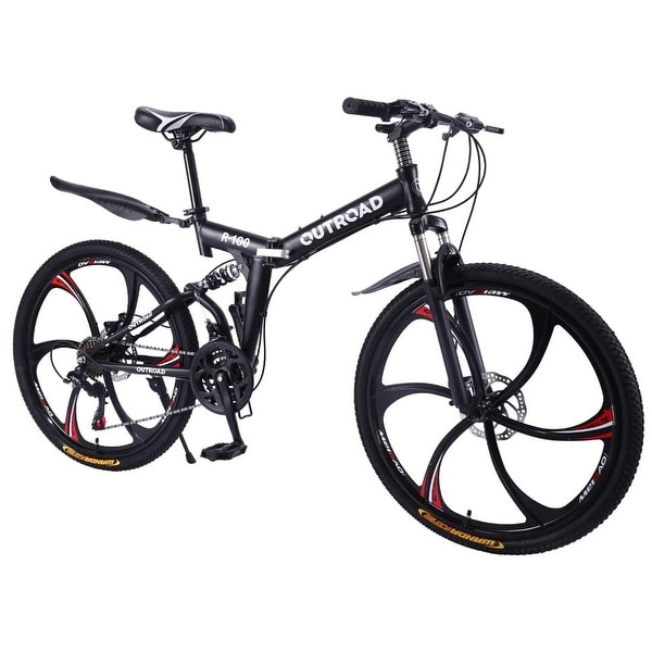 26in Folding Mountain Bike 21 Speed Bicycle Full Suspension MTB