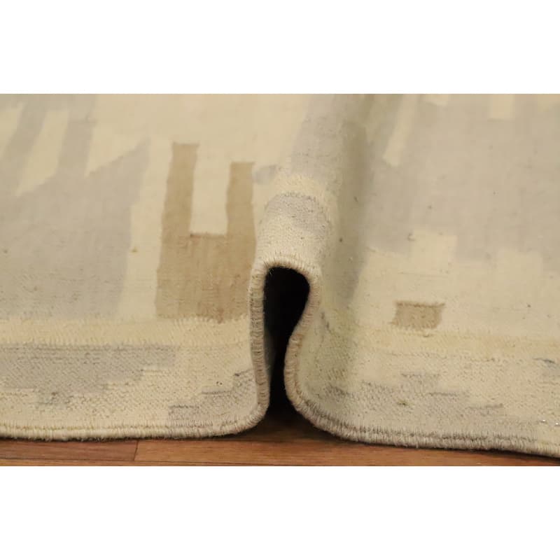 Hand Woven Oriental 100% Wool Carpet Southwestern Tribal Greys & Charcoal Kilim Area Rug - 4' 9'' X 3' 2''