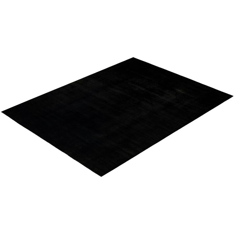 Overton Hand Knotted Wool Vintage Inspired Modern Contemporary Overdyed Black Area Rug - 10' 4" x 13' 9"